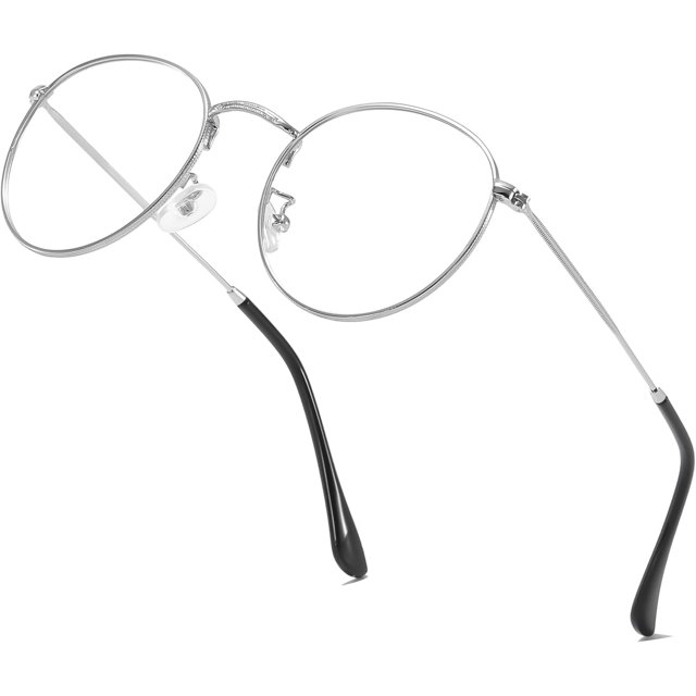 aisswzber Petites Lunettes Rondes Rondes Classiques Unisexes Légères Sans Ordonnance Lunettes Lentille Transparente Lunettes pour Femmes Hommes