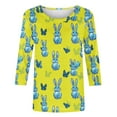 thumbnail image 5 of Jinhomg Fashion Easter Shirts for Women Cute Bunny Rabbit Graphic Holiday Blouses Casual 3/4 Sleeve Crew Neck Tunic Tops Easter Day Celebration T-Shirts Sales Today Yellow S, 5 of 6