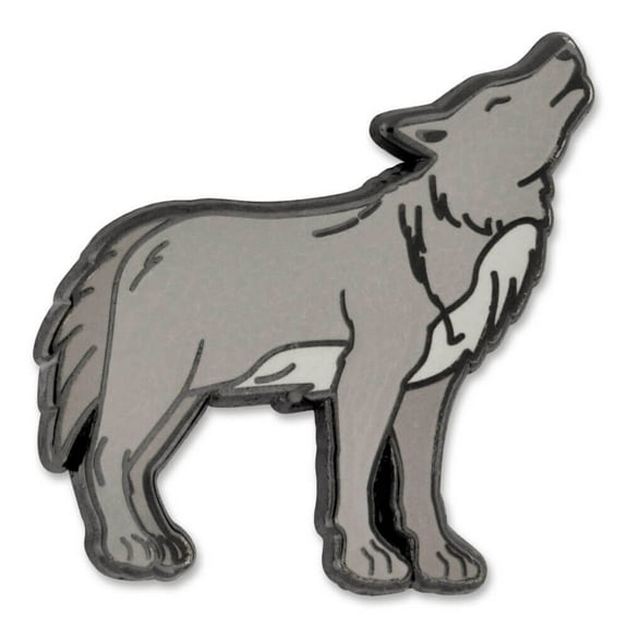 PinMart's Gray Howling Wolf Wild Animal Enamel Lapel Pin - Unisex Fun Fashion Lapel Pin for both Teens and Adults