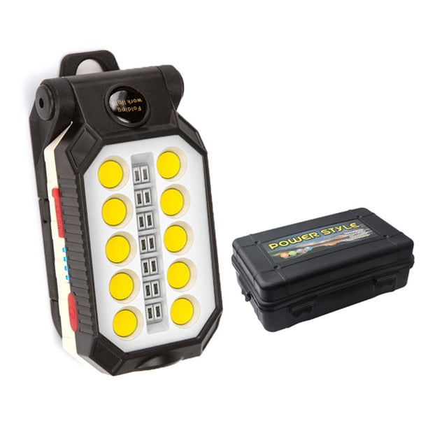 Luz de trabajo COB, linterna con imán plegable USB, luz para acampar al aire libre (A + Box) Tmvgtek Iluminación del hogar multifuncional