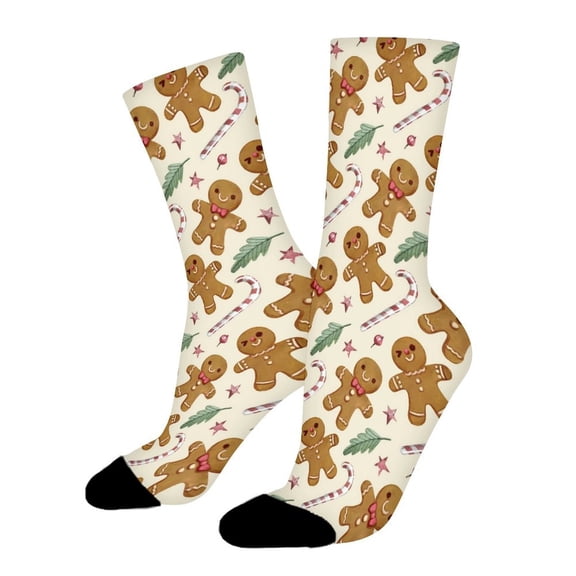 Christmas Gingerbread Man Funny Novelty Crew Socks for Women Men Sports