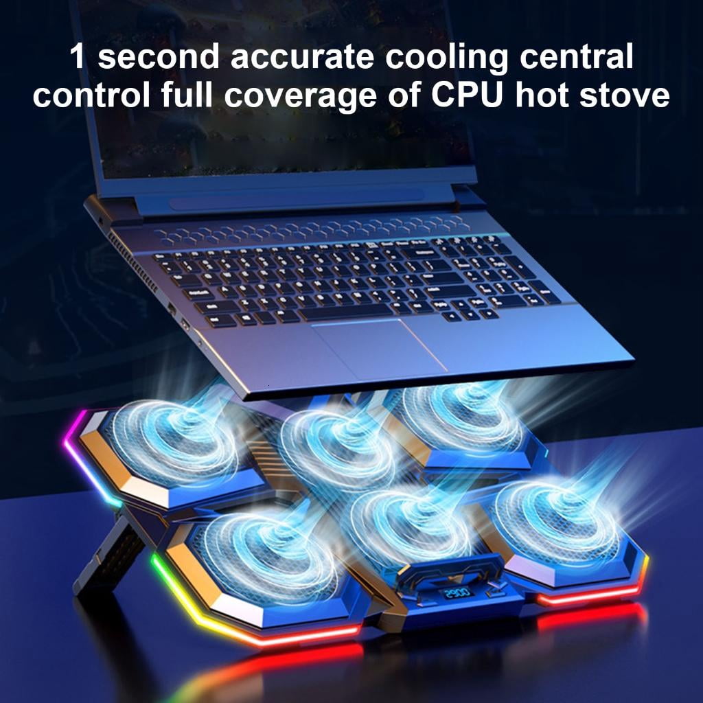lanema Laptop Cooling Pad Cooling Stand with 6 Cooling Fans Height Adjustable Quiet Cooling Pad for 12.1-17.3inch Notebook