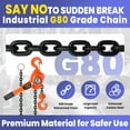thumbnail image 2 of 6600 LBS 10 FT Lever Chain Hoist, 3 Ton Heavy Duty Capacity, Dual G80 Hooks, Double-Pawl Brake & 360° Rotation, for Warehouse, Building, Automotive & Industrial Machinery, 2 of 8