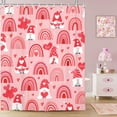 thumbnail image 3 of Valentines Day Gnomes Shower Curtain Blush Pink, Love Hearts Rainbow Romantic Bathroom Decor, Cute Chic Happy Valentines Day Retro 70s Style Fabric Bath Curtain with Hooks 72X72 Inches, 3 of 6