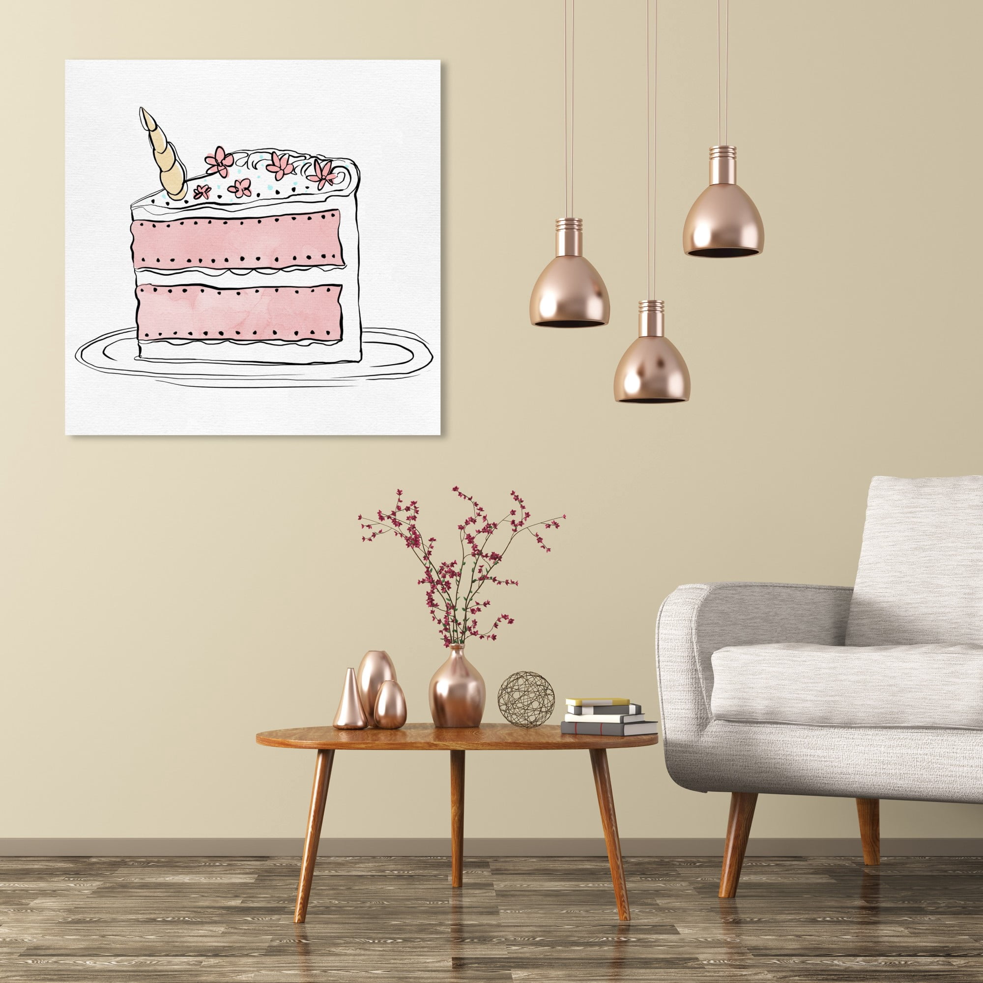 Wynwood Studio 'Scribble Cake' Fantasy and Sci-Fi Wall Art Canvas Print - Pink, White, 12" x 12"