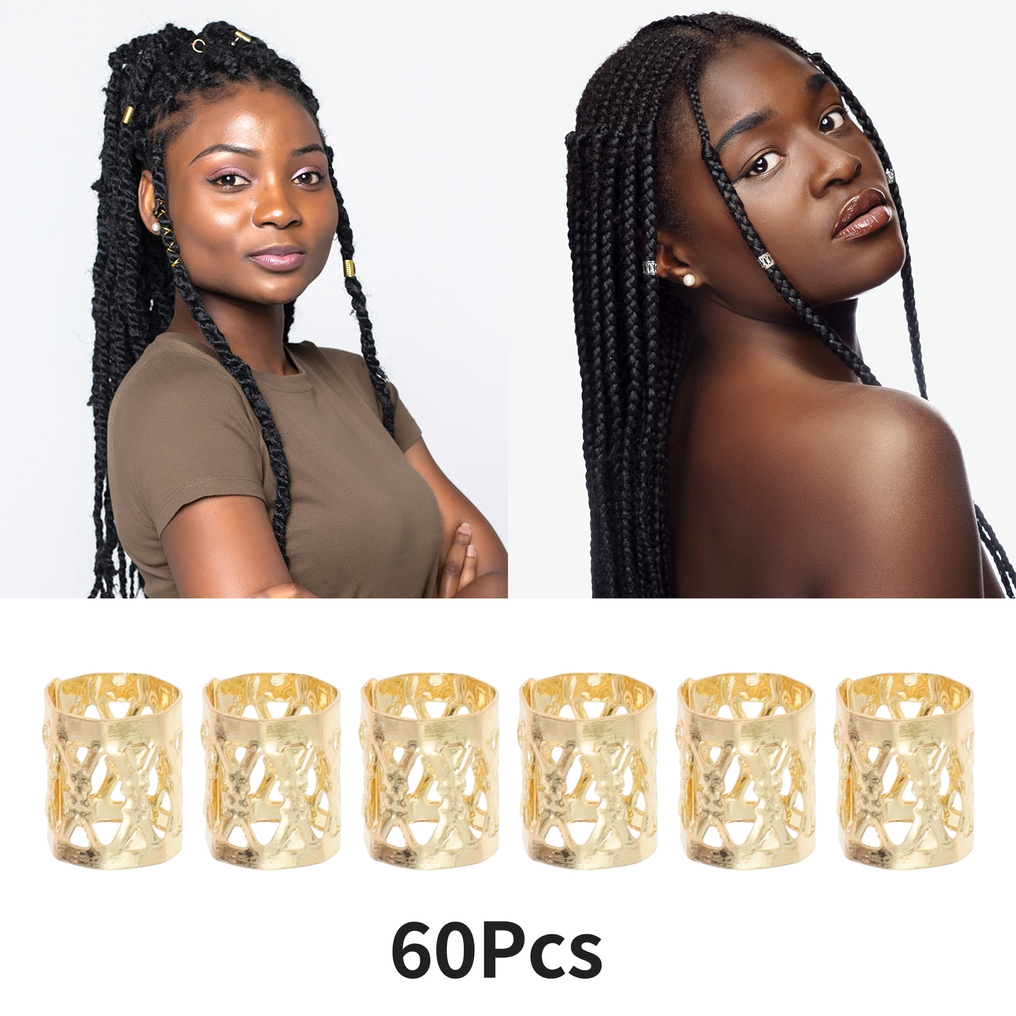 Unique Bargains Hollow Hair Cuffs Dreadlock 60 Pcs Gold Tone