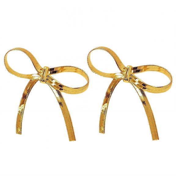DESIGNICE 2Pcs Bow Earrings,Non-Scratchy Bow Earrings for Women,Graceful Size Gold Bow Earrings,Gold