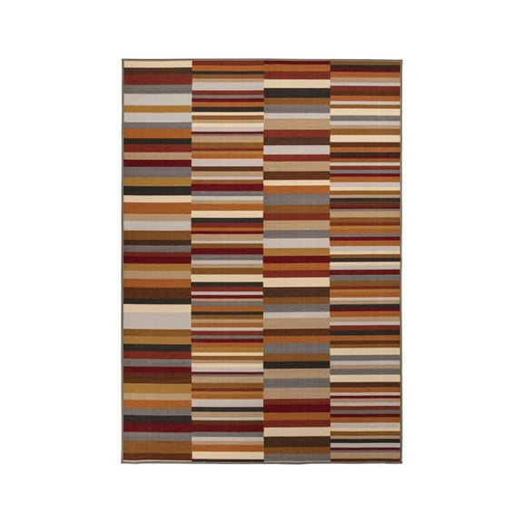 HomeRoots 2' X 3' Taupe Striped Stain Resistant Non Skid Indoor Outdoor Area Rug