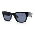 thumbnail image 2 of Retro Hipster Thick High Temple Horn Rim Rectangle Sunglasses Shiny Black - Black, 2 of 4