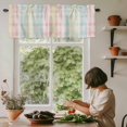 thumbnail image 5 of Yellow Pink Blue Green Check Window Valance Curtain Watercolor Check Rod Pocket Short Curtain for Living Room, Bedroom & Kitchen Window Decor 54x18in, 5 of 8