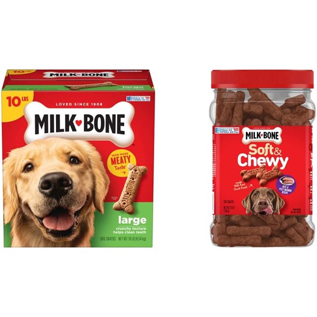 MilkBone Original Biscuits for Large Dogs, 10 Pounds + Soft & Chewy