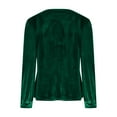 thumbnail image 5 of Velvet Dressy Tops Womens Crewneck Long Sleeve Pleated Elegant Casual Shirts Fall Party Solid Color Blouses (L, Green), 5 of 7