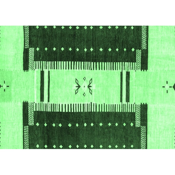 Ahgly Company Indoor Rectangle Abstract Emerald Green Modern Area Rugs, 2' x 4'