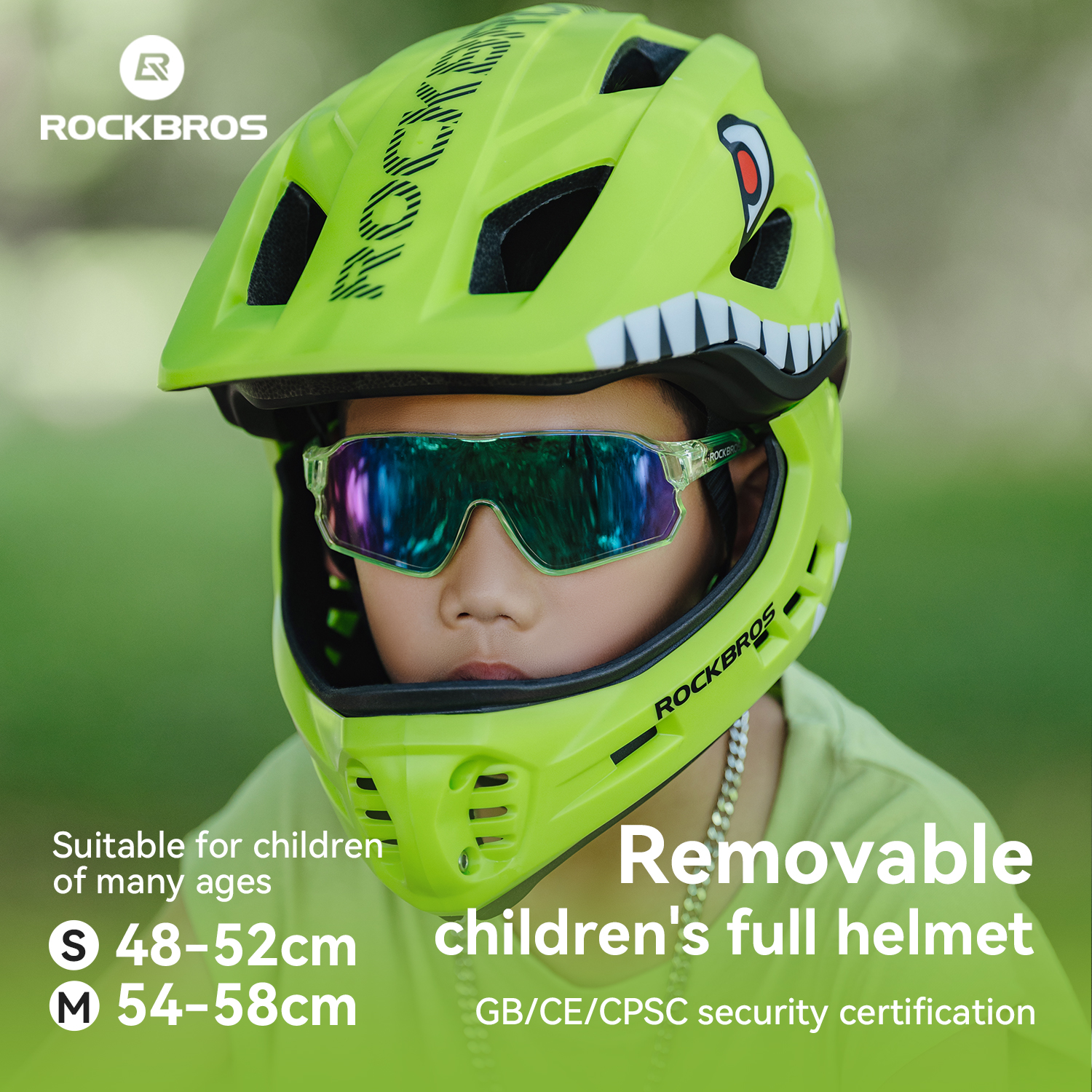 ROCKBROS Bike Helmet Boys Girls Kids Helmet Full Face Helmet for Multi-sports Universial Adjustment(Age 5-12+)