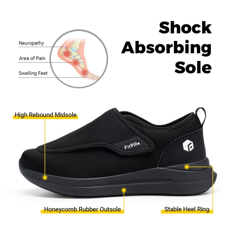 FitVille Mens Adjustable Diabetic Shoes Extra Wide Slip-on  display picture 3