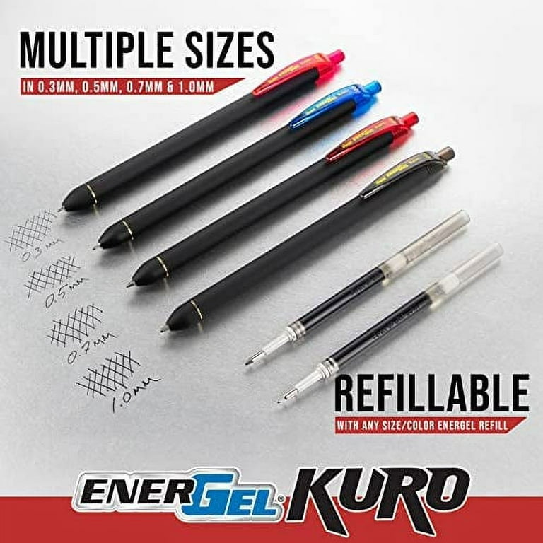 EnerGel Kuro Liquid Gel Pen, (0.7mm) Medium line, Assorted Ink 12