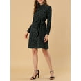 thumbnail image 5 of INSPIRE CHIC Women's Floral Dress Mock Neck Long Sleeve Tie Waist Knee Length Boho Dress M Black, 5 of 8