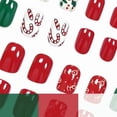 thumbnail image 4 of Short Christmas Press on Nails 24Pcs, Candy Cane Holly Spooky Fake Nails Set, Reusable False Nails for Holiday Party Daily Wear Women Girls, Christmas Nail Art, 4 of 7