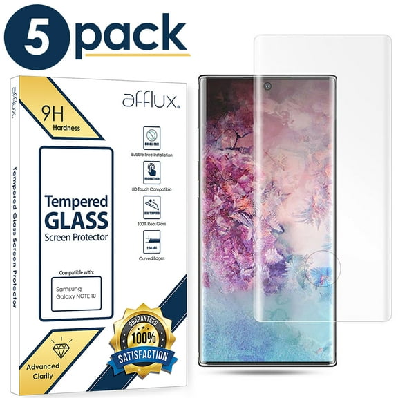 5-Pack Tempered Glass For Galaxy Note 10 Screen Protector, 9H Tempered Glass, Ultrasonic Fingerprint Compatible,3D Curved, HD Clear for Samsung Galaxy Note10 Glass Screen Protector
