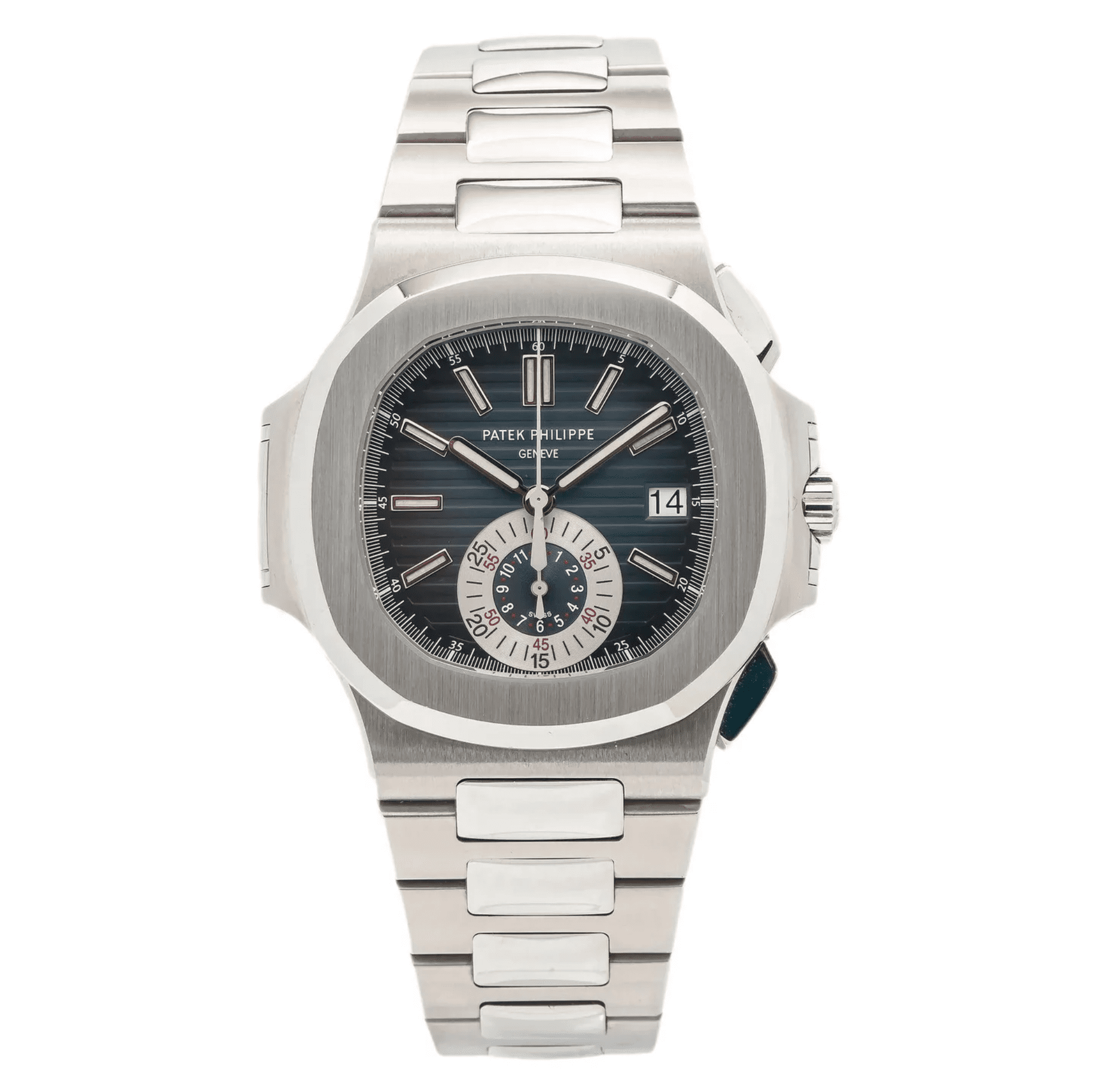 Pre-Owned Patek Philippe Nautilus Chronograph Stainless Steel with Blue Dial Ref. 5980/1A-001
