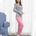 thumbnail image 3 of ZyeKqe Pajamas for Women 2 Piece Sets Built in Bra Sleepwear Nightwear with Long Pants Solid Color Soft Pjs Lounge Set, 3 of 8