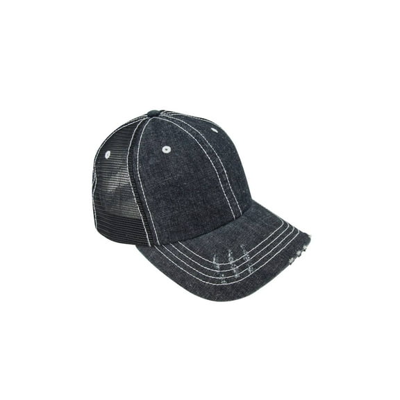 Top Headwear Denim Mesh Adjustable Cap - Denim Black