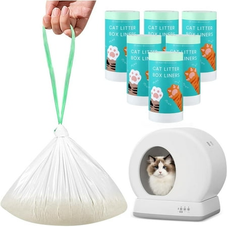 120 Count Self-Cleaning Cat Litter Box Liners Bag Fit For MW-SC01/MW-SC02/MW-LR01  Drawstring Heavy Duty Cat Litter Receptacles Bags-18  * 12