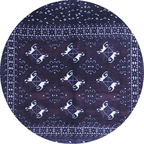 Ahgly Company Machine Washable Indoor Round Persian Blue Traditional Area Rugs, 7' Round