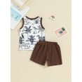 thumbnail image 6 of Baby Boy 2 Piece Outfits Beach Print Sleeveless Tank Tops and Elastic Shorts Set Summer Clothes 1 Months-3 Years, 6 of 10