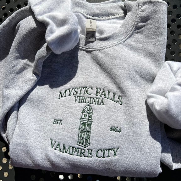 Mystic Falls Vampire City Embroidered Sweatshirt