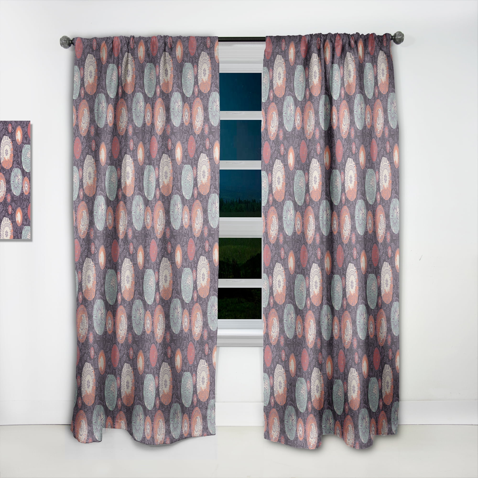 Designart 'Graphic Doodle Suns With Pattern' Modern & Contemporary Curtain Panel