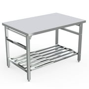WhizMax 30 x 48 Inches Stainless Steel Work Table for Prep & Work, Folding NSF Heavy Duty Commercial Food Prep Worktable with Adjustable Undershelf for Kitchen Prep Work