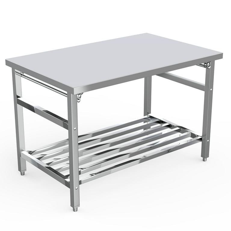 48 x 30 Inches Stainless Steel Table for Prep & Work, Folding Heavy Duty  Work Table with Adjustable Undershelf,Commercial Worktables & Workstations  for Kitchen, Restaurant,Home,Hotel 