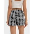 thumbnail image 2 of Womens Low Waisted Plaid Print Pajama Lounge Pants Elastic Cute Button Shorts, 2 of 6