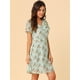 thumbnail image 4 of Vestido Elegante Con Botones Manga Corta Transparente Estampado Floral De Gasa Cuello Con Volantes Para Mujer Verde M, 4 of 6