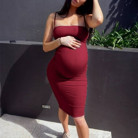 

Women Maternity Summer Sleeveless Casual Sundress Pregnancy Off Collar Dress