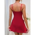 thumbnail image 4 of ChicMe Nightgowns for Women Sexy Solid Color Chemise Lace Trim Side Slit Modal Cami Nighty Womens Loungewear Wine Red-XL, 4 of 9