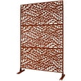 thumbnail image 4 of Freestanding Metal Privacy Screen for Outdoor and Indoor Spaces, 76" Height x 48" Width, Rust Red Finish, Decorative Fence Panel for Deck Balcony Patio Garden, 4 of 9