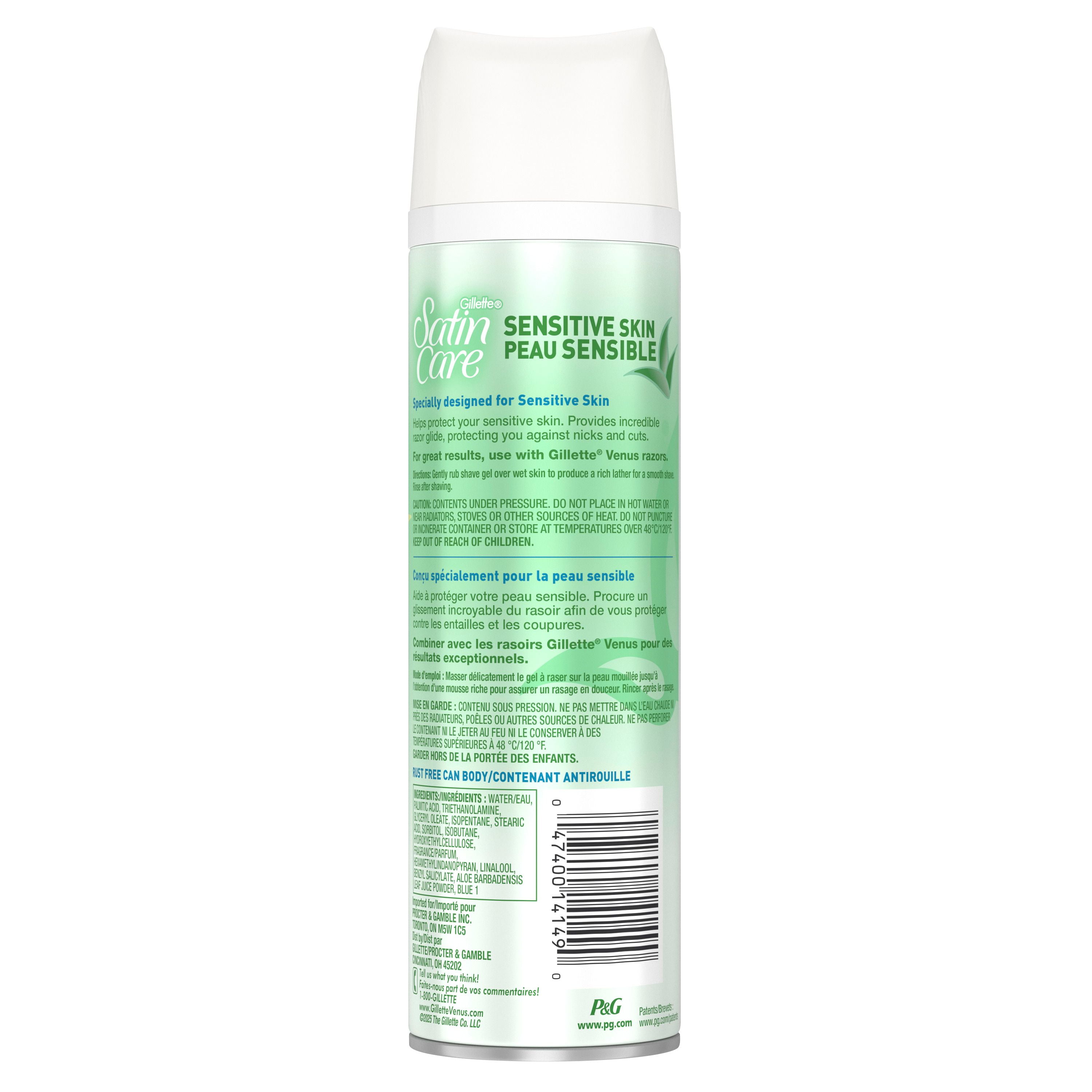 Gillette Venus Satin Care Sensitive Skin Shave Gel, Shaving Cream for women, with aloe