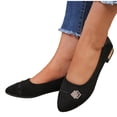 thumbnail image 6 of Women's Wide Width Flat Shoes Pointed Toe Suede Slip On Office Ballet Flats Black 9, 6 of 7
