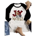 thumbnail image 5 of Qarigey Blusas de manga tres cuartos Mujer Impreso 3/4 Camiseta de algodón con manga Casual Blusa diaria Tops, Negro, M Prendas para la parte del cuerpo Negro XXL Qarigey AP003797-05, 5 of 5