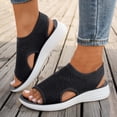 thumbnail image 4 of Rokment Womens Knit Mesh Athletic Orthopedic Slingback Sandals Open Toe Slip on Casual Wedge Shoes Breathable Comfortable Walking Sneakers Summer Black Size 9, 4 of 7