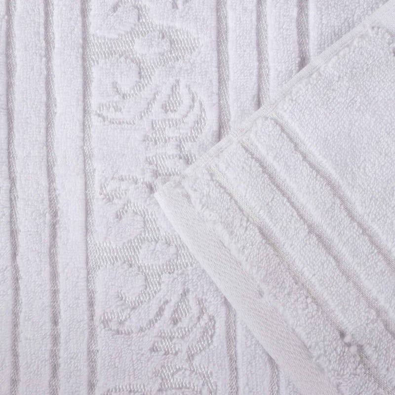 Superior Sadie Zero Twist Cotton Floral Bath Towel Set of 4 , White