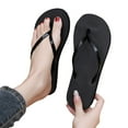 thumbnail image 3 of Povozer Women's T-strap Thong Flat Flip Flops Casual Thin Strap Sandals for Summer(Black,8), 3 of 6
