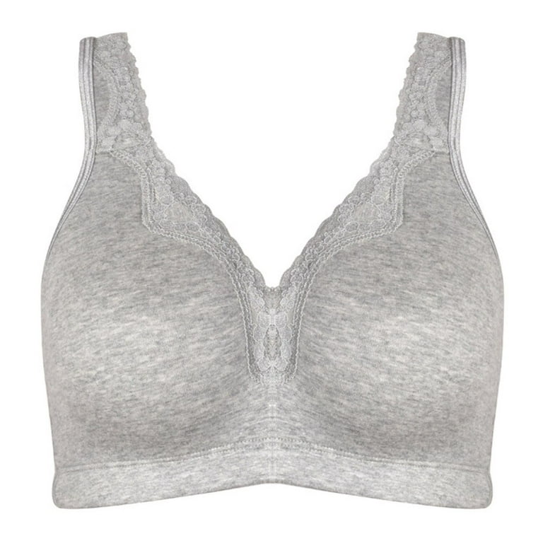 Womens Bra Plus Size Full Coverage Wirefree Non-Padded Cotton 34G Grey