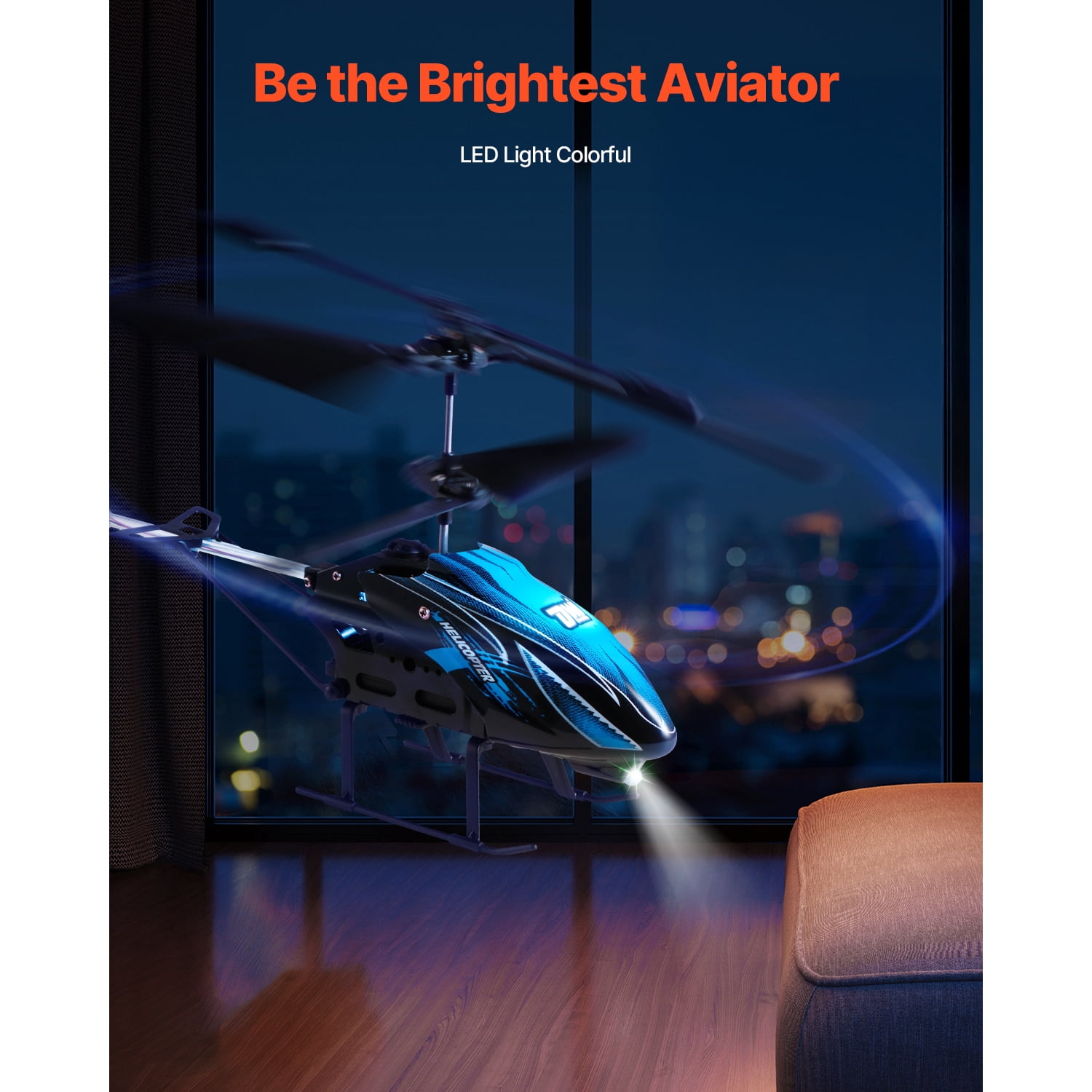 KFFKFF Remote Control Helicopter, 2.4GHz Flying RC Toy, 3.5 Channel Aircraft for Kids, 16-Minute Flight Duration, Altitude Stabilization, One-Button Takeoff/Landing & LED Lighting