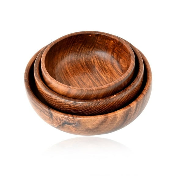 Handcrafted Wooden Bowls Set – Kitchen Serving Item