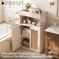 thumbnail image 5 of OMCPET Bathroom Floor Storage Cabinet with 2 Rattan Doors, Freestanding with Adjustable Shelf & Open Storage for Living Room, Hallway, 5 of 8