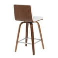 thumbnail image 4 of Vienna Modern Counter Height Swivel Bar Stool with Snow White Faux Leather Seat and Walnut Finished Wood Frame, 4 of 5
