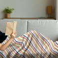 thumbnail image 3 of Stripes Soft Flannel Fleece Throw Blanket, Abstract Geometric and Soft Brush Paint on Plain Backdrop, Cozy Plush for Indoor and Outdoor Use, 60" x 80", Blush Pink, by Ambesonne, 3 of 5